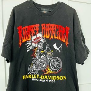 Harley Davidson Motorcycle Rusty Butcher Raise The Flag Short Sleeve Tee 2XL